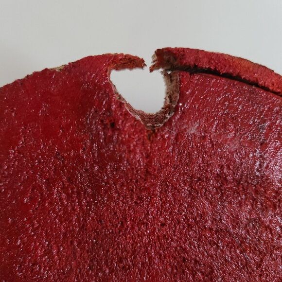 Stacked Wood Painted On 7.25" Wood Disc - Abstract Art - Yellow, Red Handpainted - Picture 10 of 15